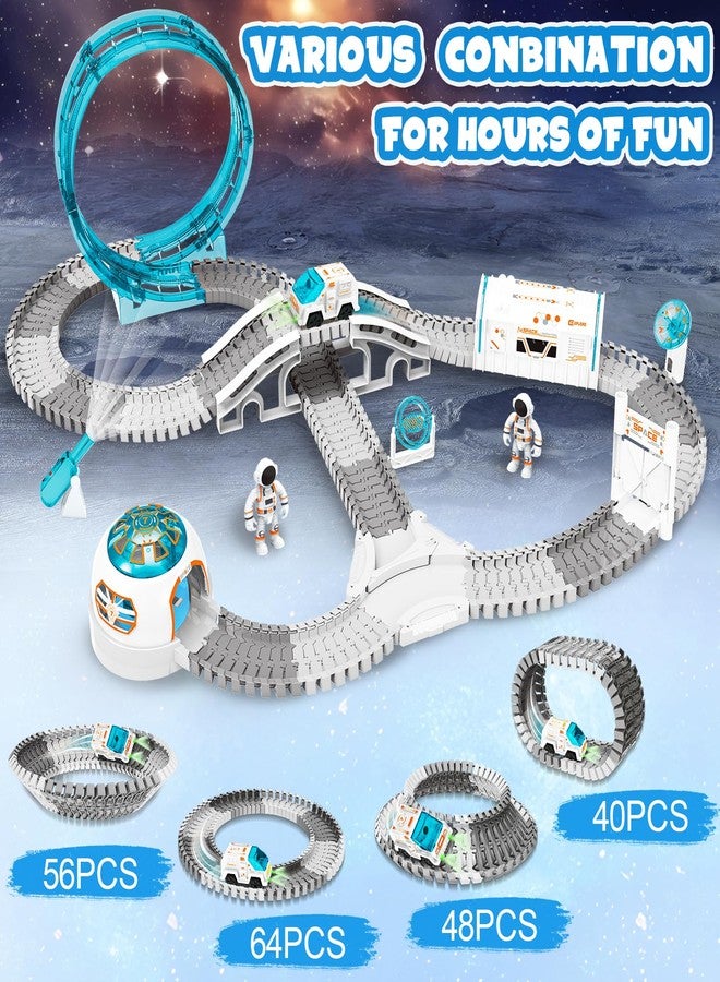 KIZJORYA Construction Race Track, Space Train Track Set, 205 PCS DIY Flexible Tracks Play Set for Boys 4-7 with Light up Space Car Station Astronaut, for Toddlers Kids Girls 3-12 - Image 3